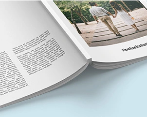 Spine of a softcover photo book in detail